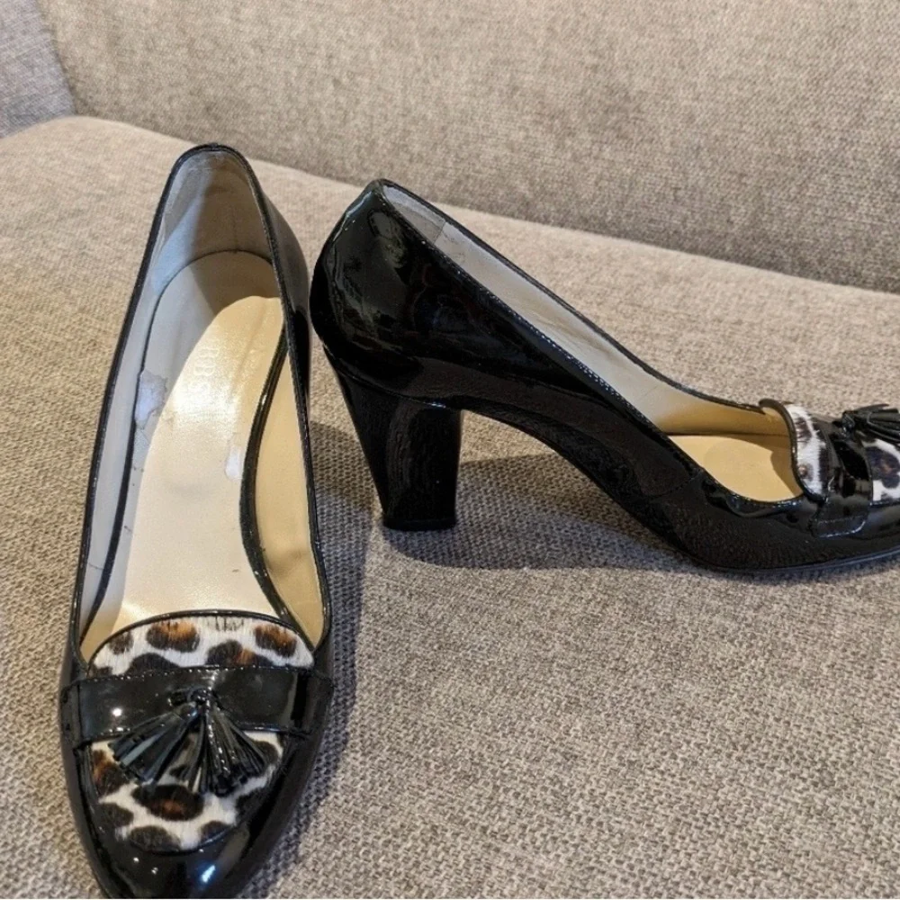 Hobbs London Black Patent Leather | Leopard Print |Tassel | EU 37.5 - Picture 10 of 10